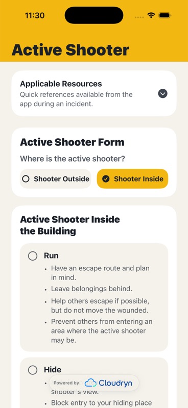 Action checklist