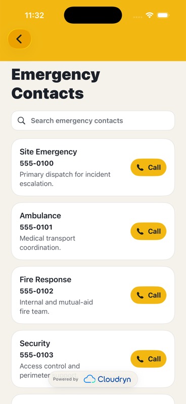 Emergency contacts